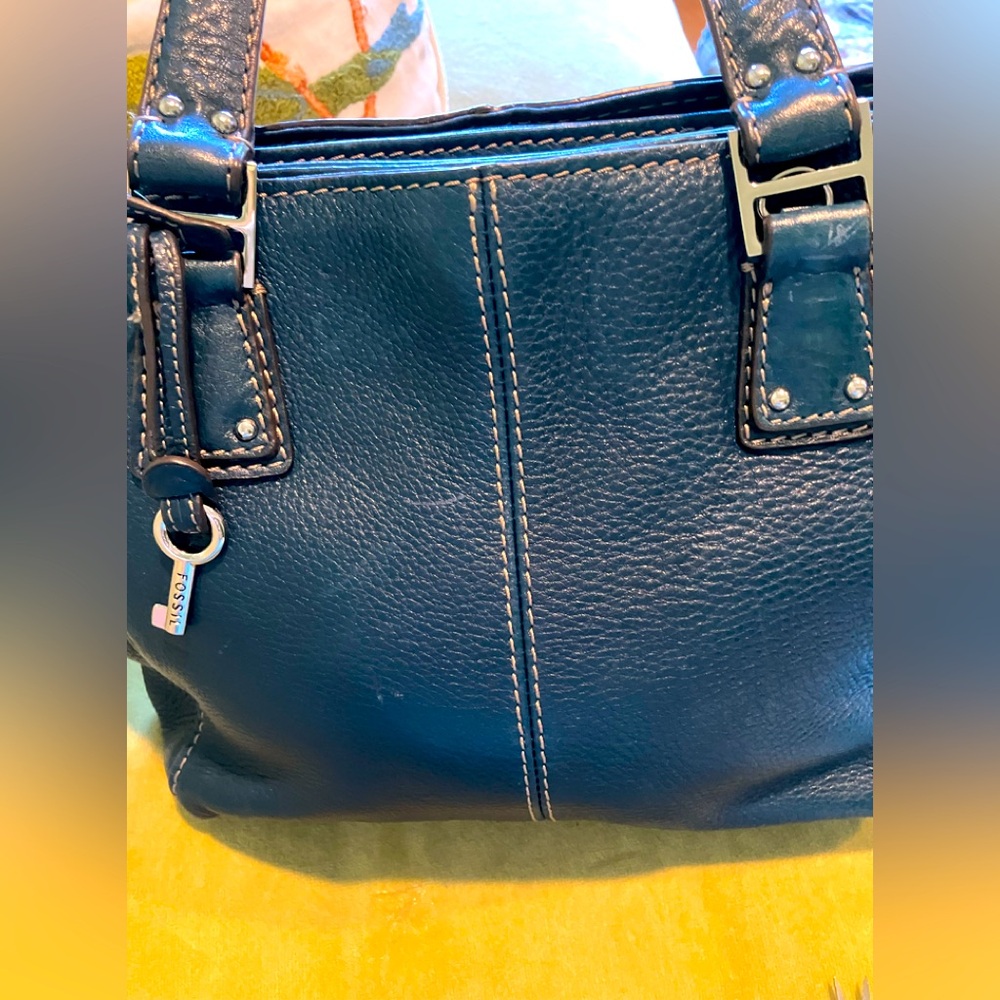 Blue Leather Handbag